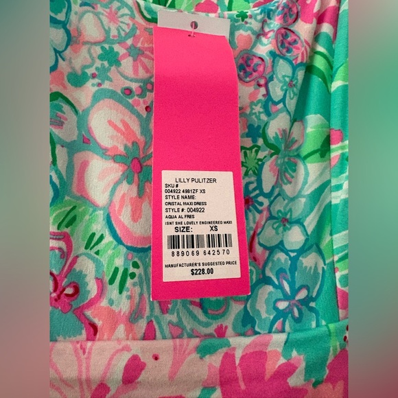 NWT Lilly Pulitzer Cristal Maxi Dress in  "Aqua Al Fresco" - Picture 7 of 8